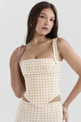 Lottie Gingerbread Gingham Korsett