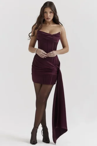 Loubella Mulberry trägerloses Korsetts-Kleid