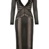 Loula Schwarzes Midi-Kleid mit tiefem Ausschnitt