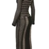 Loula Schwarzes Midi-Kleid mit tiefem Ausschnitt