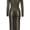 Loula Schwarzes Midi-Kleid mit tiefem Ausschnitt