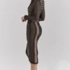 Loula Schwarzes Midi-Kleid mit tiefem Ausschnitt