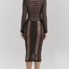 Loula Schwarzes Midi-Kleid mit tiefem Ausschnitt
