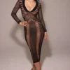 Loula Schwarzes Midi-Kleid mit tiefem Ausschnitt