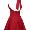 Loulette Rotes Minikleid mit Neckholder und Schleifen Loulette Rotes Minikleid mit Neckholder und Schleifen
