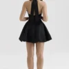 Loulette Schwarzes Neckholder-Minikleid mit Schleifen