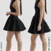 Loulette Schwarzes Neckholder-Minikleid mit Schleifen