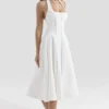 Loulou Midi-Kleid in Elfenbein mit Neckholder Loulou Midi-Kleid in Elfenbein mit Neckholder
