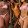 Rhodes Hellorangefarbene Plunge-Bademode Rhodes Hellorangefarbene Plunge-Bademode
