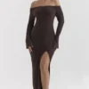 Lucena Espresso Strick-Schulterfrei-Kleid Lucena Espresso Strick-Schulterfrei-Kleid