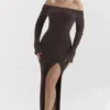 Lucena Espresso Strick-Schulterfrei-Kleid Lucena Espresso Strick-Schulterfrei-Kleid