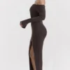 Lucena Espresso Strick-Schulterfrei-Kleid Lucena Espresso Strick-Schulterfrei-Kleid