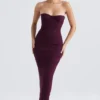 Lucia Grape – trägerloses Korsetts-Maxikleid Lucia Grape – trägerloses Korsetts-Maxikleid