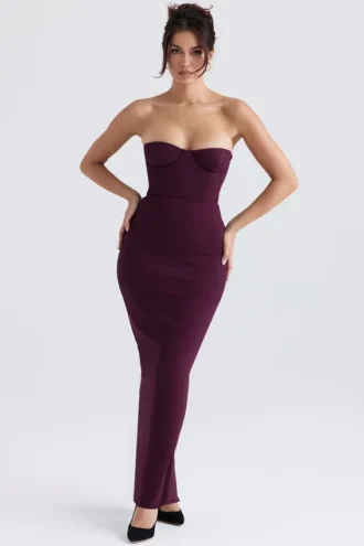Lucia Grape – trägerloses Korsetts-Maxikleid