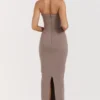 Lucia Taupe trägerloses Korsetts-Maxikleid