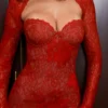 Lucienne Rotes Maxikleid mit Spitzenstickerei – Limitierte Edition Lucienne Rotes Maxikleid mit Spitzenstickerei – Limitierte Edition