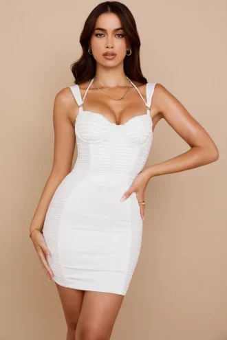 Lucinda Weißes Minikleid mit gerafftem Korsett