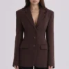 Luella Blazer-Jacke aus schokoladenbraunem Crêpe in Sanduhrform