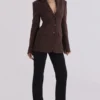 Luella Blazer-Jacke aus schokoladenbraunem Crêpe in Sanduhrform