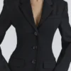 Luella Schwarze Blazer-Jacke aus Krepp mit Sanduhr-Silhouette Luella Schwarze Blazer-Jacke aus Krepp mit Sanduhr-Silhouette