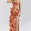 Lumira Sunset Swirl Print Rüschen-Maxikleid mit Cut-outs