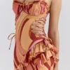 Lumira Sunset Swirl Print Rüschen-Maxikleid mit Cut-outs