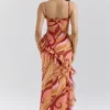 Lumira Sunset Swirl Print Rüschen-Maxikleid mit Cut-outs