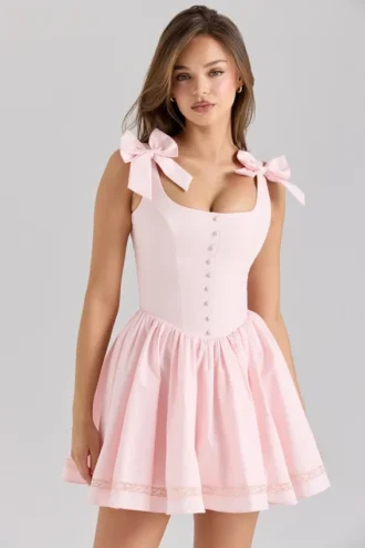 Lyla – Rosa Minikleid aus Stretch-Baumwolle