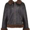Madden Braune vegane Shearling-Fliegerjacke