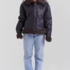 Madden Braune vegane Shearling-Fliegerjacke