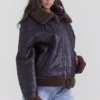 Madden Braune vegane Shearling-Fliegerjacke