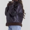 Madden Braune vegane Shearling-Fliegerjacke