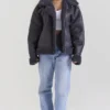 Madden Graue vegane Shearling-Fliegerjacke Madden Graue vegane Shearling-Fliegerjacke
