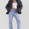 Madden Graue vegane Shearling-Fliegerjacke Madden Graue vegane Shearling-Fliegerjacke