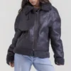 Madden Graue vegane Shearling-Fliegerjacke Madden Graue vegane Shearling-Fliegerjacke