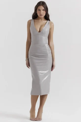 Madeleine Violet Ice Vinyl-Midi-Kleid