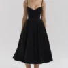 Mademoiselle Midi-Kleid aus schwarzem Samt und Tüll + Boleros Mademoiselle Midi-Kleid aus schwarzem Samt und Tüll + Boleros