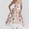 Mademoiselle Midi-Kleid aus Tüll mit italienischem Rosenprint Mademoiselle Midi-Kleid aus Tüll mit italienischem Rosenprint