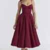Mademoiselle Wine Satin-Tüll-Midi-Kleid Mademoiselle Wine Satin-Tüll-Midi-Kleid