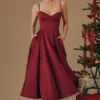 Mademoiselle Wine Satin-Tüll-Midi-Kleid Mademoiselle Wine Satin-Tüll-Midi-Kleid