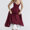 Mademoiselle Wine Satin-Tüll-Midi-Kleid Mademoiselle Wine Satin-Tüll-Midi-Kleid