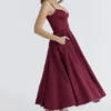 Mademoiselle Wine Satin-Tüll-Midi-Kleid Mademoiselle Wine Satin-Tüll-Midi-Kleid