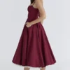 Mademoiselle Wine Satin-Tüll-Midi-Kleid Mademoiselle Wine Satin-Tüll-Midi-Kleid