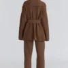 Madison Tan Strickjacke aus reiner Wolle mit drapierter Vorderseite Madison Tan Strickjacke aus reiner Wolle mit drapierter Vorderseite