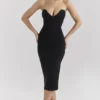 Magdalena Schwarzes trägerloses Midikleid Magdalena Schwarzes trägerloses Midikleid