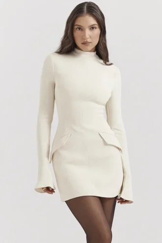 Mahalia Vintage-Minikleid in Creme