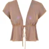 Maia Shimmer Cafe Au Lait Oberteil mit Bindeband vorne Maia Shimmer Cafe Au Lait Oberteil mit Bindeband vorne