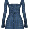 Malika Blaues Tartan-Korsetts-Minikleid