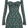 Malika – Grünes Minikleid mit Blumenmuster und Korsett