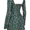 Malika – Grünes Minikleid mit Blumenmuster und Korsett